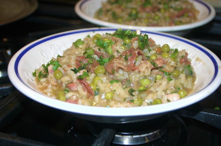Parma Ham and Pea Risotto dinner.jpg
