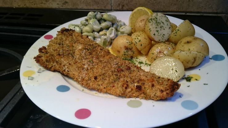 Breaded Trout, Broad Beans and Baby potatoes Supper.jpg