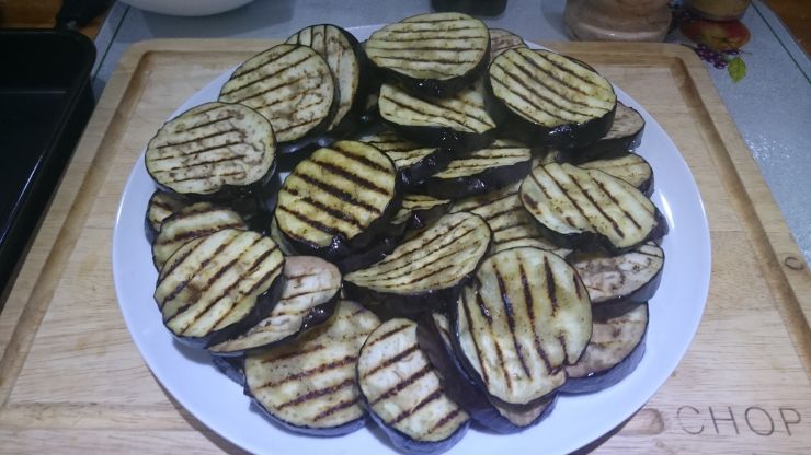 Griddled slices of Aubergines.JPG