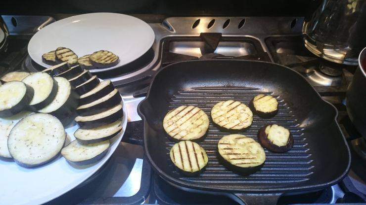 Griddling Aubergines Slices.JPG