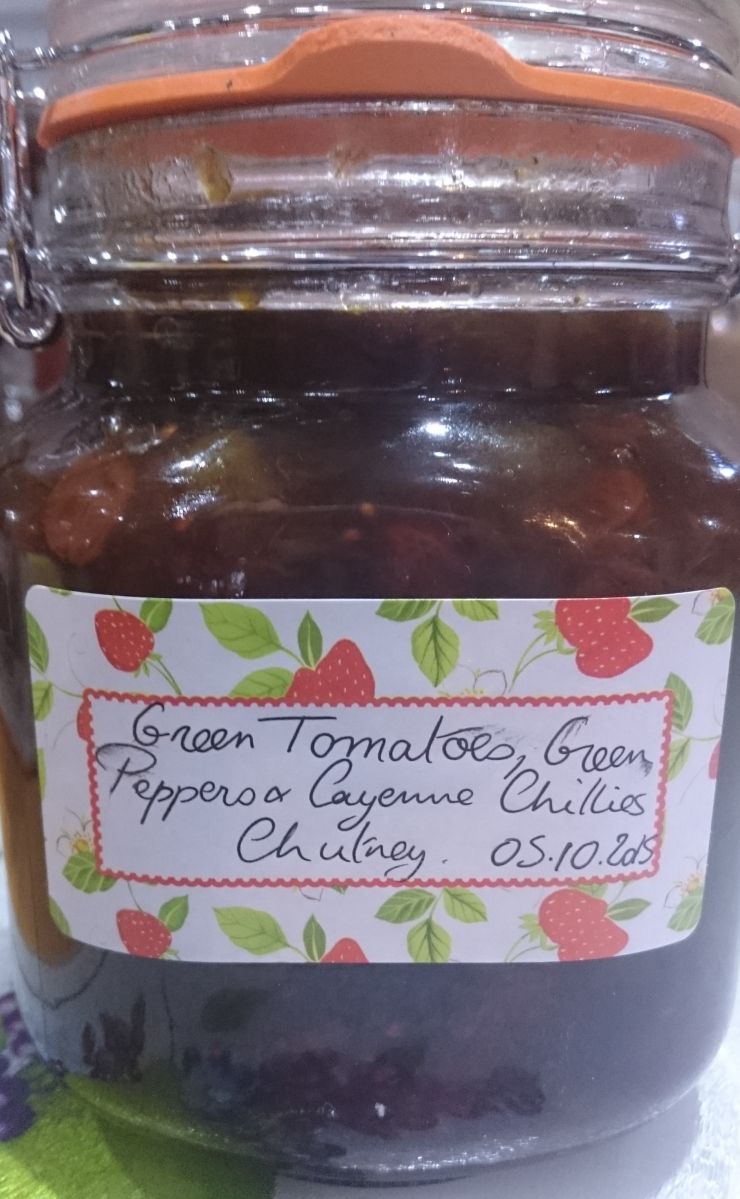 Green Tomatoes, Green Peppers and Cayenne Chilli Chutney.JPG