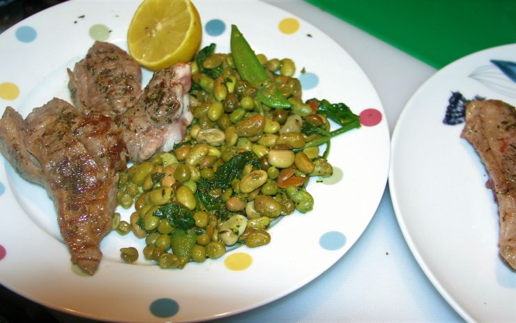 Griddled Lambanb Steaks with a side of Green Veg.JPG