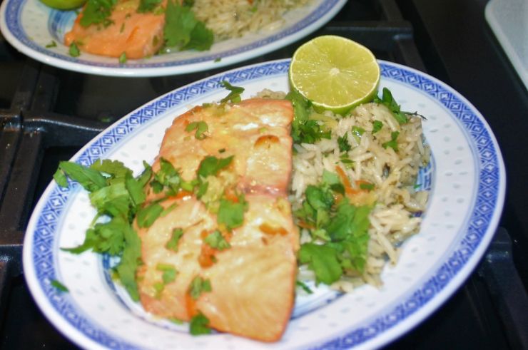 The dish Grilled and Marinated Salmon with Basmati Rice. .jpg