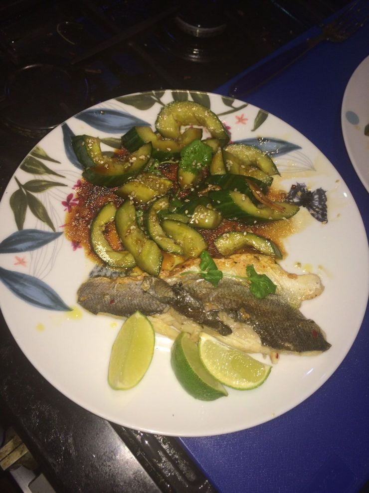 Cucumber and Sea Bass in soy sauce.JPG
