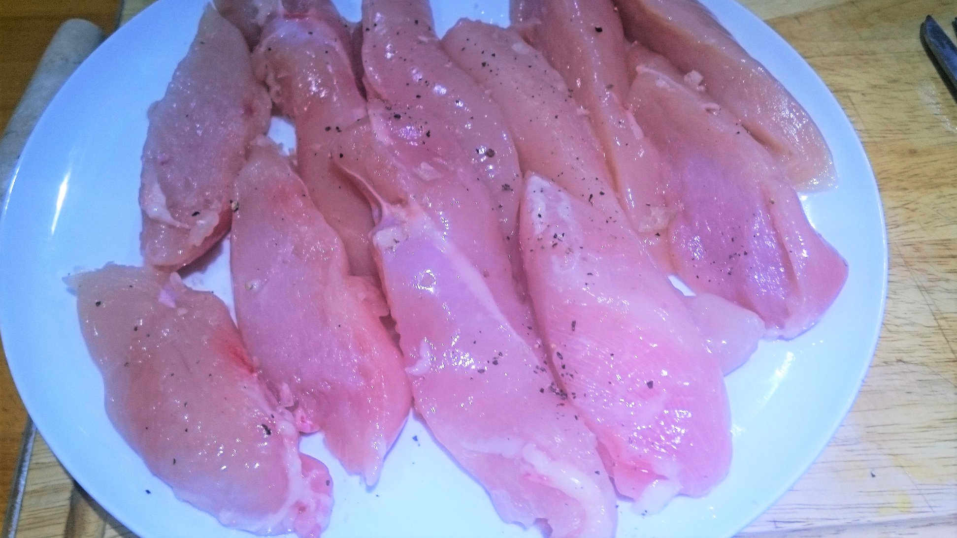 Five spice seasoned strips of Chicken breast fillets.jpg